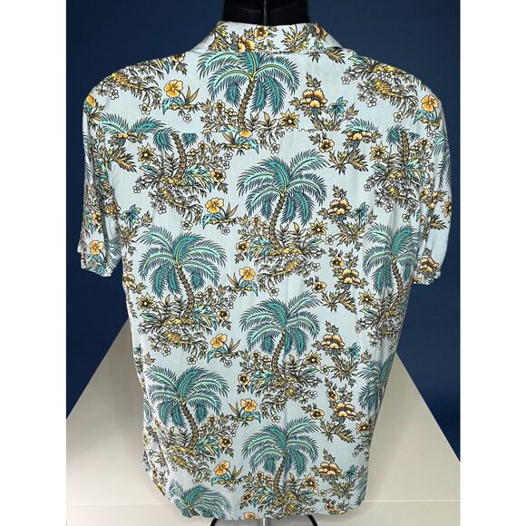Hurley Hawaiian Shirt Mens Large Palm Tree Floral Aloha Surf Beach Button Up - Picture 2 of 11